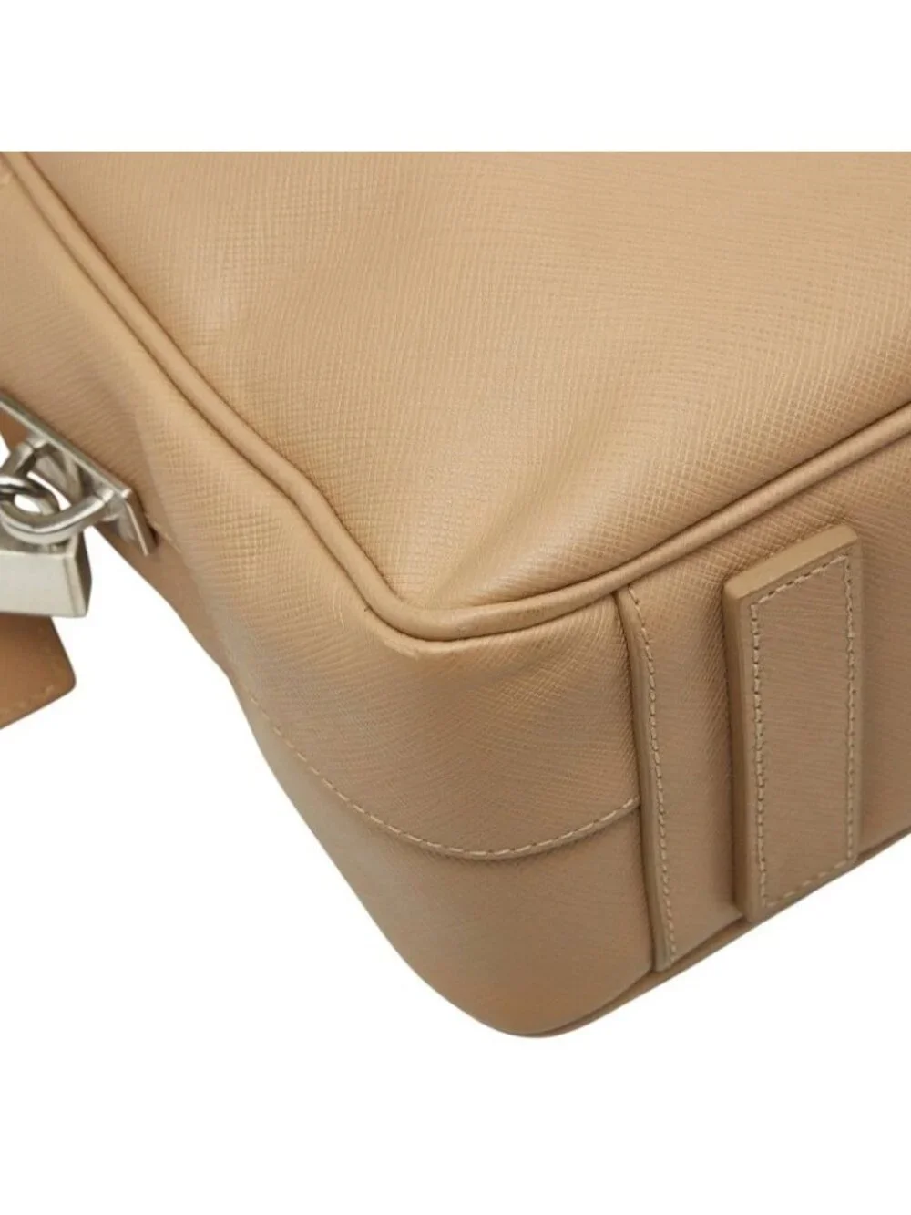 Prada Handbag Briefcase Business Beige Saffiano Leather